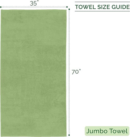 Elegant Comfort 100% Turkish Cotton Corduroy Ribbed Luxury Jumbo Bath Towel Ultra Soft - 35 x 70 Inch - Luxury Spa Premium Hotel Quality Highly Absorbent and Quick Dry Large Bath Towel, Sage