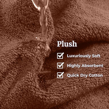 Lavish Home Bathroom Towels Set, Chocolate Brown, Set of 6