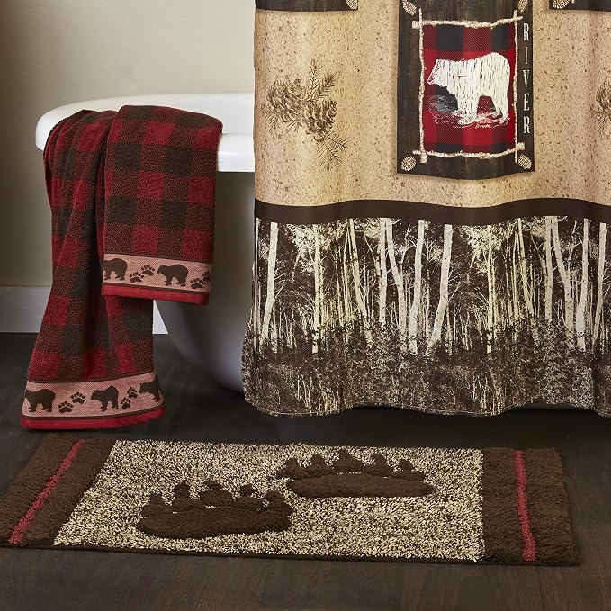 SKL Home Yellowstone Sundance Rug, Brown | 100% Cotton with anti-slip Latex backing. Great for the bathroom, kitchen & lodge/cabin décor. Machine washable.
