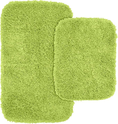 Garland Rug 2-Piece Jazz Shaggy Washable Nylon Bathroom Rug Set, Lime Green