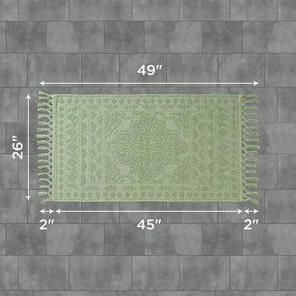 French Connection Nellore Bath Rugs, Woven and Beaded Bath Mats, Durable and Thick Bath Mats for Bathroom and Shower Rugs, 26" x 49", Sage Green