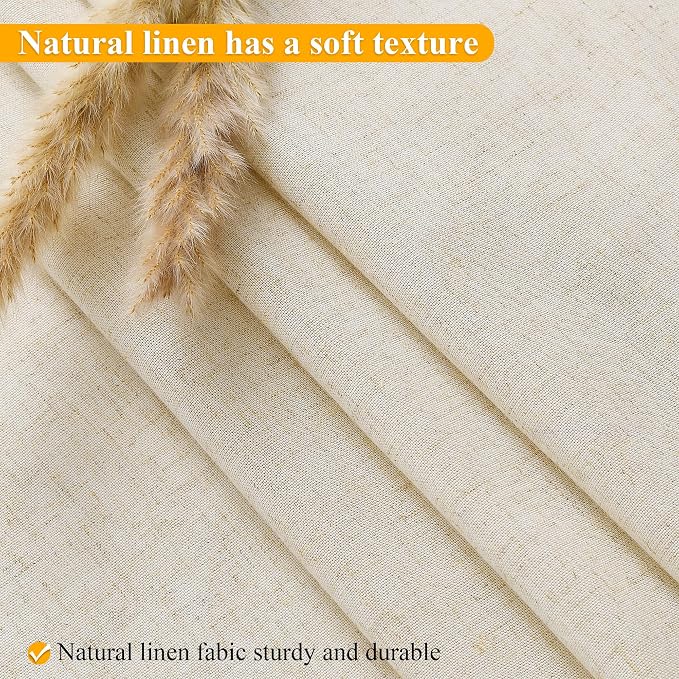 Jowels No Hooks Natural Linen Fabric Shower Curtains for Bathroom 75 Inches | Linen Shower Curtains for Bathroom,Weighted Waterproof Washable Cloth with Liner Set,Mesh Top Window,Hotel Boho Luxury Decor
