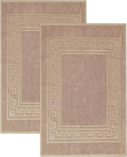 Superior Heavyweight Cotton Bath Mats, Bath Rugs For Bathroom Accessories, Washable Rug For Shower, Bath, Toilet, Modern Decor, No Backing, Luxury Hotel And Spa Quality, Set of 2, 22" x 35", Taupe