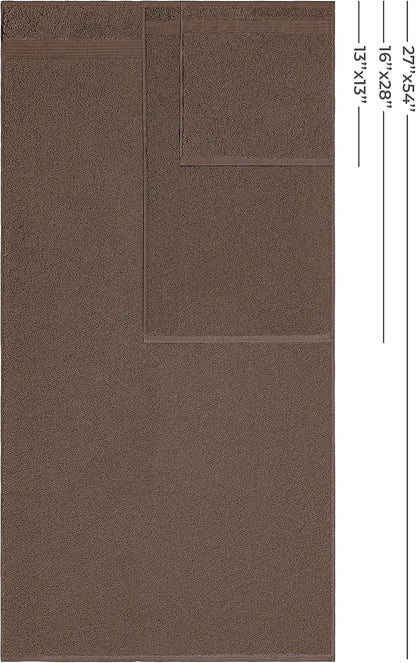 American Veteran Towel, 100% Cotton Turkish 6 Piece Towel Set, Luxury Towels Set of 6 for Bathroom Essentials, 2 Bath Towels 2 Hand Towels 2 Washcloths, Brown