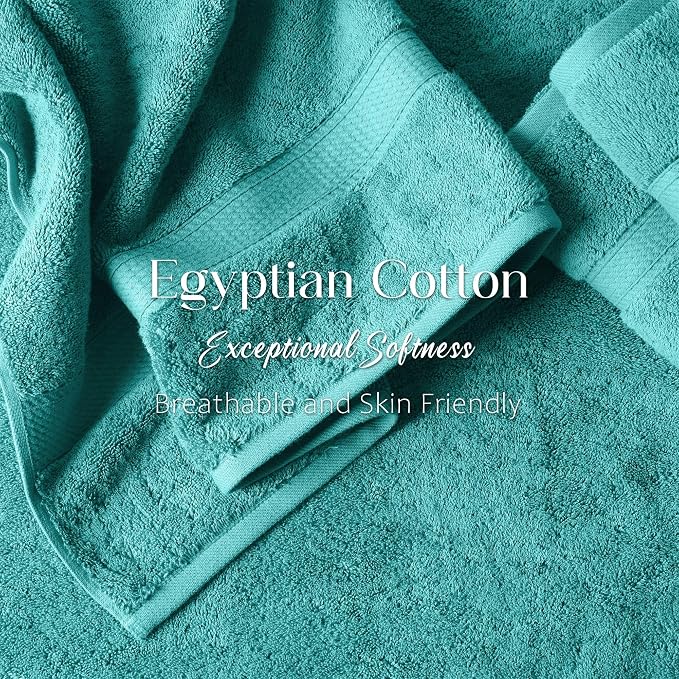 SUPERIOR Egyptian Cotton Ultra Plush & Absorbent, 3 Piece Set, Turquoise | Quick Dry, Soft Luxury Towel Set, Bath Essentials, Guest Bath, Spa, 1 Bath, 1 Hand, 1 Face Towels, Madeline Towels