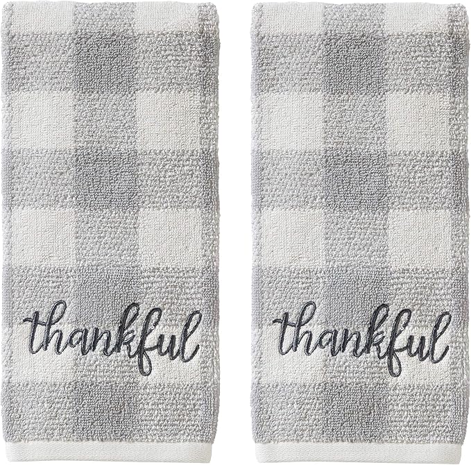 SKL Home by Saturday Knight Ltd. Thankful Plaid Hand Towel (2-Pack), Gray