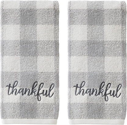 SKL Home by Saturday Knight Ltd. Thankful Plaid Hand Towel (2-Pack), Gray