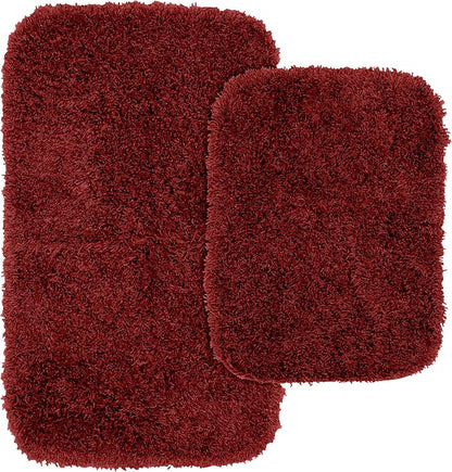 Garland Rug 2-Piece Jazz Shaggy Washable Nylon Bathroom Rug Set, Chili Pepper Red