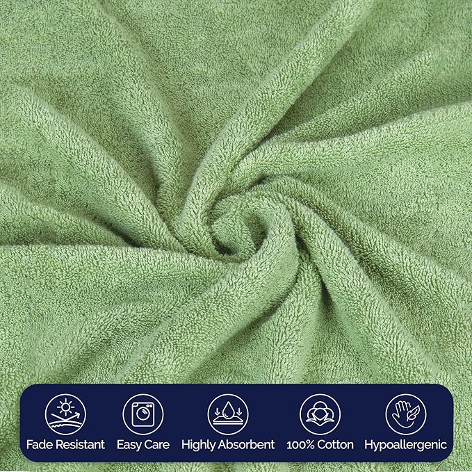 Elegant Comfort Premium Turkish Cotton 2 Pack Bath Towel Set - 27 x 54 inch, Luxurious Hotel Spa Quality 100% Turkish Cotton 2PC Bath Towel Set - Highly Absorbent - Soft Bathroom Towels, Sage