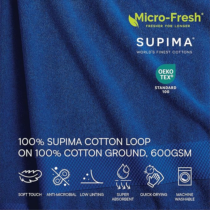 Lacoste Heritage 100% Supima Cotton Tub Mat, Surf Blue, 21" x 31" – Highly Absorbent & Quick Drying, Premium Super Soft Bath Towel, Bathroom Essential, Gift for All Occasions, Machine Washable