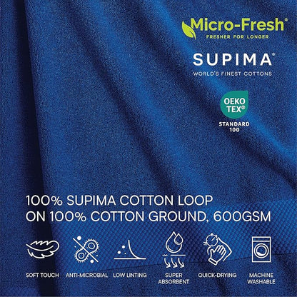 Lacoste Heritage 100% Supima Cotton Tub Mat, Surf Blue, 21" x 31" – Highly Absorbent & Quick Drying, Premium Super Soft Bath Towel, Bathroom Essential, Gift for All Occasions, Machine Washable