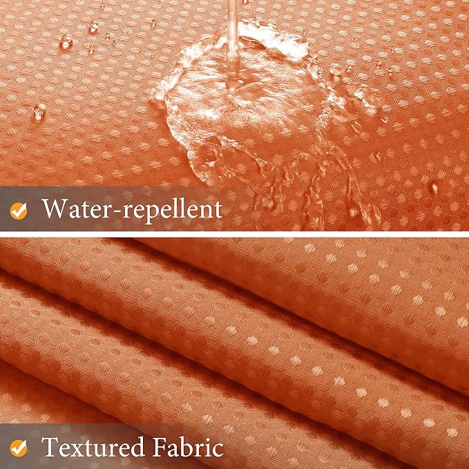 Shower Curtain 72 inches Long 6FT for Bathroom 1 Panel Orange | Ombre Waffle, Shower Curtains with Hook, Water Repellent, Boho Farmhouse, Simple Modern Bath Decor, 72x72