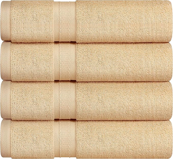 Towel and Linen Mart 4 Pieces Bath Towel Sets - Beige - Soft Feel Luxurious,Quick Dry, Extra Absorbent, 100% Ring Spun Cotton 600 GSM (27 x 54)