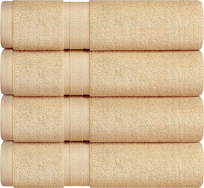Towel and Linen Mart 4 Pieces Bath Towel Sets - Beige - Soft Feel Luxurious,Quick Dry, Extra Absorbent, 100% Ring Spun Cotton 600 GSM (27 x 54)
