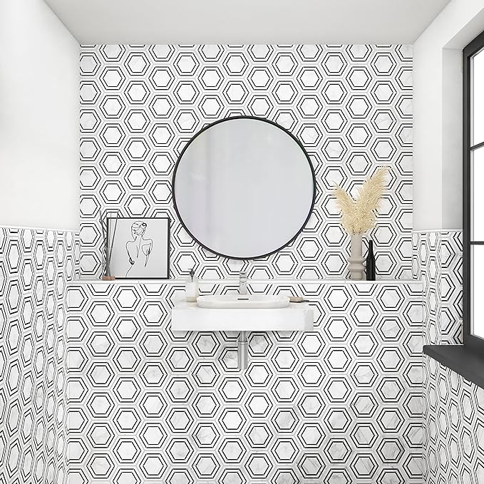 Daltile Perpetuo 8" Glazed Porcelain Hexagon Decorative Accent Wall Tile in Matte Bridal (25 pieces per carton) (9.37 swft per carton)