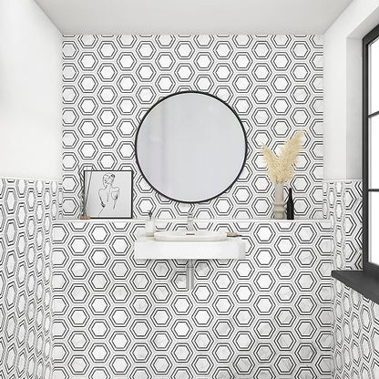 Daltile Perpetuo 8" Glazed Porcelain Hexagon Decorative Accent Wall Tile in Matte Bridal (25 pieces per carton) (9.37 swft per carton)