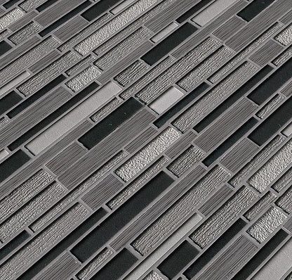 MSI Metro Gris Interlocking Blend of Glass and Stone Tile for Kitchen Backsplash, Wall Tile for Bathroom, Accent Wall Tile, and Shower Wall Tile, 12 in. x 12 in. Mesh-Mounted Mosaic Tile (10 sq. ft.)