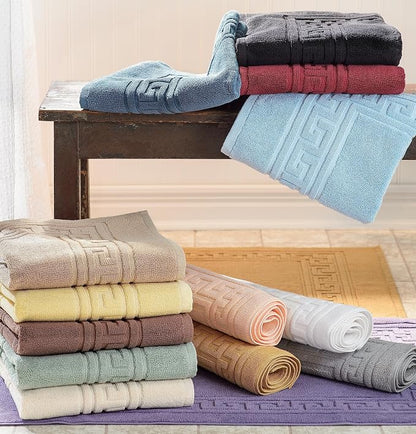 Superior Heavyweight Cotton Bath Mats, Bath Rugs For Bathroom Accessories, Washable Rug For Shower, Bath, Toilet, Modern Decor, No Backing, Luxury Hotel And Spa Quality, Set of 2, 22" x 35", Peach