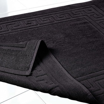 Superior Heavyweight Cotton Bath Mats, Bath Rugs For Bathroom Accessories, Washable Rug For Shower, Bath, Toilet, Modern Decor, No Backing, Luxury Hotel And Spa Quality, Set of 2, 22" x 35", Black