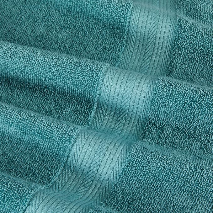 Amazon Basics Fade-Resistant 100% Cotton Bath Towel, 30"x54", Teal Green, 2-Pack