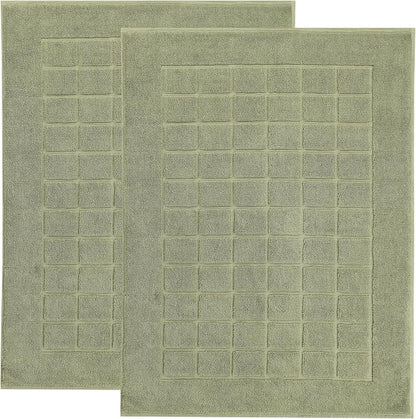 Superior 100% Cotton Bathmat Set, Bath Mats, Bathroom Decor, Shower, Bathtub Essentials, Accessories, Small Washable Rug, No Backing, Heavyweight, Nora Collection, Set of 2, 22" x 35", Forest Green