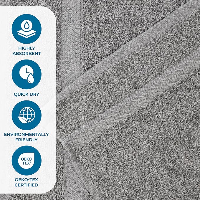 SUPERIOR 2-Piece Cotton Bath Sheet Set, Large Towels for Body, Quick Dry, Bathroom Essentials, Guest/Master Bath, Shower, Home Accessories, Apartment, Airbnb, Franklin Collection, Charcoal
