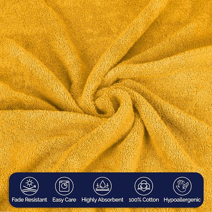 Elegant Comfort Premium Turkish Cotton 6 Pack Washcloths Set - 13 x 13 inch, Luxurious Hotel Spa Quality 100% Turkish Cotton 6PC Washcloth Set - Highly Absorbent - Soft Bathroom Towels, Orange