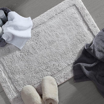 Jean Pierre New York Lydia Border 100% Cotton Bath Mat - Non-Slip Bath Rug - Gray - 27"x45"