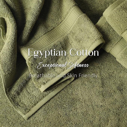 SUPERIOR Egyptian Cotton Ultra Plush & Absorbent, 3 Piece Set, Forest Green | Quick Dry, Soft Luxury Towel Set, Bath Essentials, Guest Bath, Spa, 1 Bath, 1 Hand, 1 Face Towels, Madeline Towels