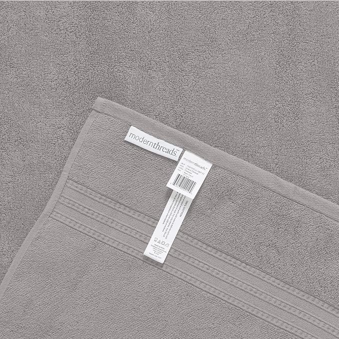 Modern Threads 6-Piece 100% Cotton Damask Medallion Towel Set, Grey | Highly Absorbent, Soft & Plush, Quick-Drying, 550 GSM, Color-Rich Yarn-Dyed Design, OEKO-TEX Certified