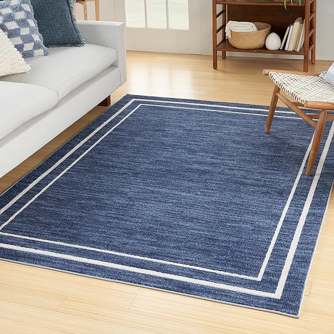 Nourison Home Nourison Essentials Navy/Ivory 6' x 9' Area Rug - Easy Clean, Non Shedding, Bed Room, Living Room, Dining Room, Kitchen (6' x 9')