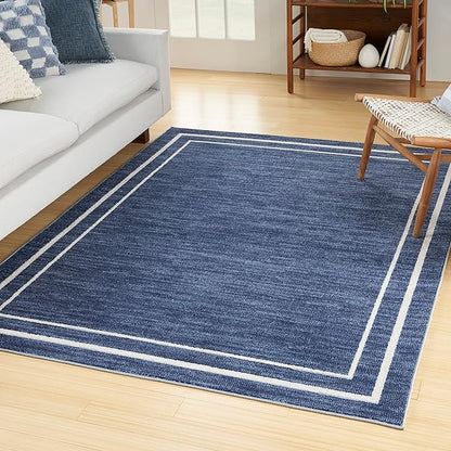 Nourison Home Nourison Essentials Navy/Ivory 6' x 9' Area Rug - Easy Clean, Non Shedding, Bed Room, Living Room, Dining Room, Kitchen (6' x 9')
