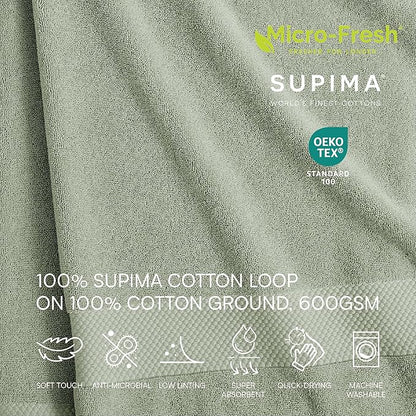 Lacoste Heritage 100% Supima Cotton Wash Cloth, Aloe, 13" x 13" – Highly Absorbent & Quick Drying, Premium Super Soft Bath Towel, Bathroom Essential, Gift for All Occasions, Machine Washable