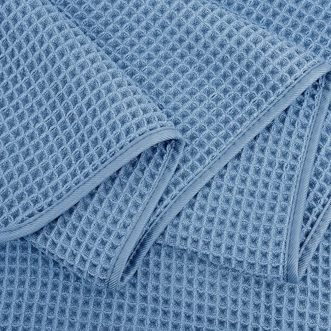 POLYTE 430 GSM Poly Blend Microfiber Quick Dry Waffle Bath Towel, 30x60 in | 4 Pack, Oversize, Lint Free, Body Towel