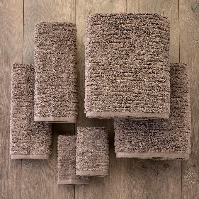 SKL Home CloudSoft Bath Towel Set, 6-Piece, 100% Cotton Luxury, Mink Brown | 2 Bath towels, 2 hand towels, 2 washcloths. Premium spa-level quality. 600/520 GSM weight. Ultra plush & absorbent.