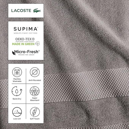 Lacoste Heritage Anti-Microbial Supima Cotton Wash Cloth, Magenta, 13" x 13" – Absorbent & Quick Drying, Premium Super Soft Bath Towel, Bathroom Essential, Gift for All Occasions, Machine Washable