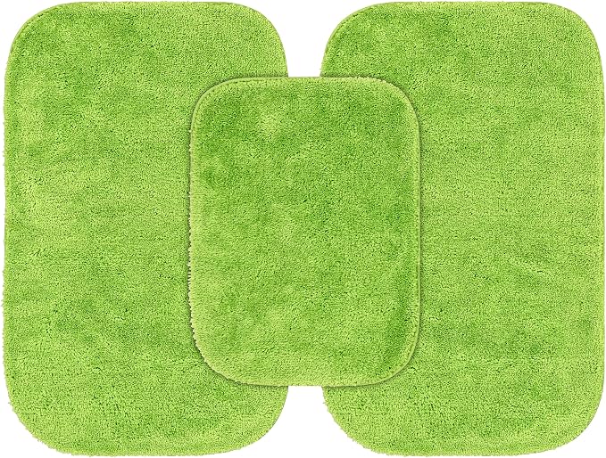 Garland Rug Traditional Nylon Washable Lime-Aid 3 Bath Rugs (17" X 24", 21" X 34", 21" X 34") - Soft, Absorbent, and Stylish for Your Bathroom