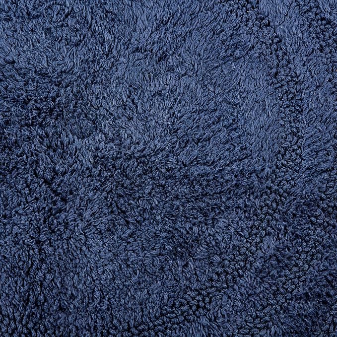 DII Crochet Collection Reversible Bath Mat, Small Oval, 17x24, French Blue