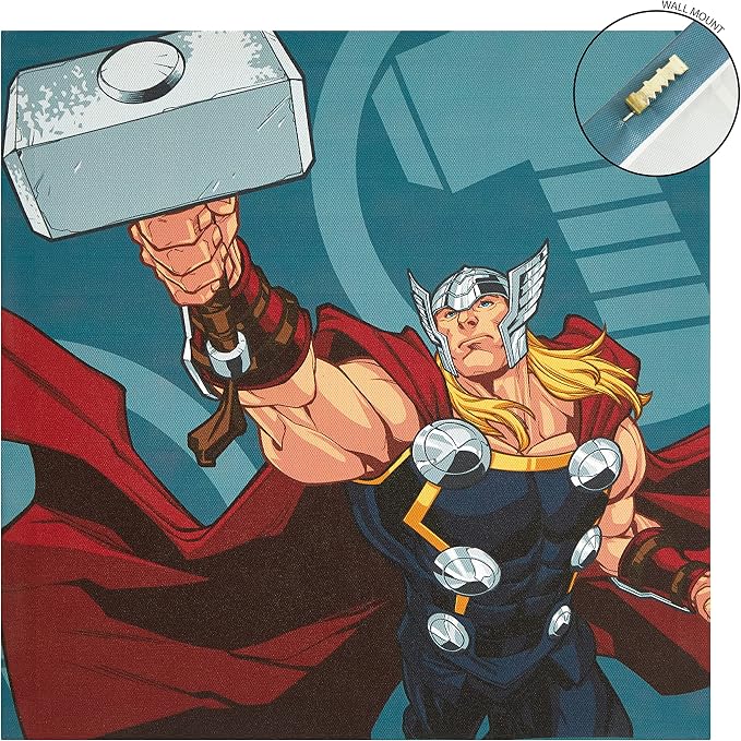 Marvel Avengers Canvas Wall Art – 4-Pack Kids Room Décor, Each Piece 11"x11", Colorful Superhero Wall Hanging for Bedroom, Playroom, or Nursery