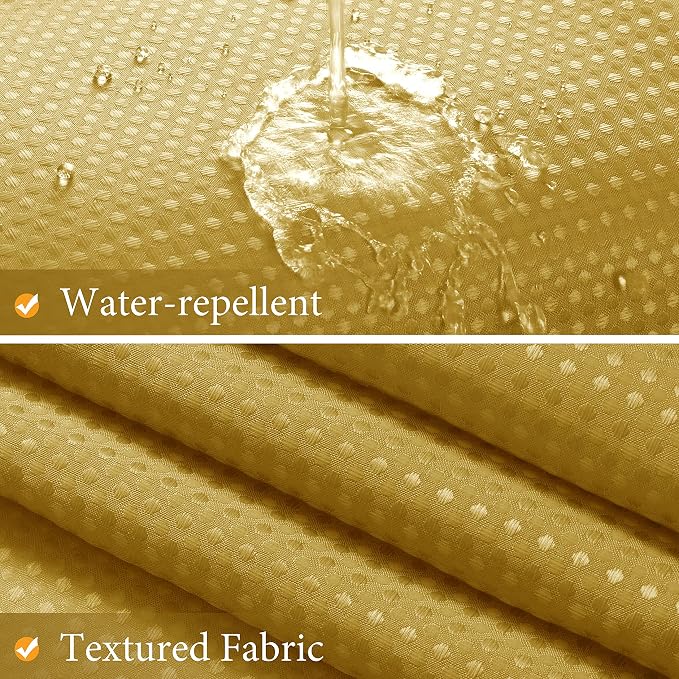 Shower Curtain 72 inches Long 6FT for Bathroom 1 Panel Gold | Ombre Waffle, Shower Curtains with Hook, Water Repellent, Boho Farmhouse, Simple Modern Bath Decor, 72x72