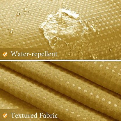 Shower Curtain 72 inches Long 6FT for Bathroom 1 Panel Gold | Ombre Waffle, Shower Curtains with Hook, Water Repellent, Boho Farmhouse, Simple Modern Bath Decor, 72x72