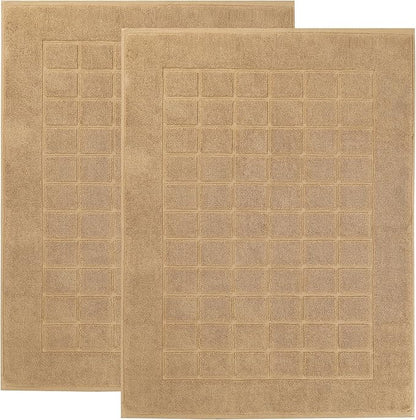 Superior 100% Cotton Bathmat Set, Bath Mats, Bathroom Decor, Shower, Bathtub Essentials, Home Accessories, Small Washable Rug, No Backing, Heavyweight, Nora Collection, Set of 2, 22" x 35", Latte