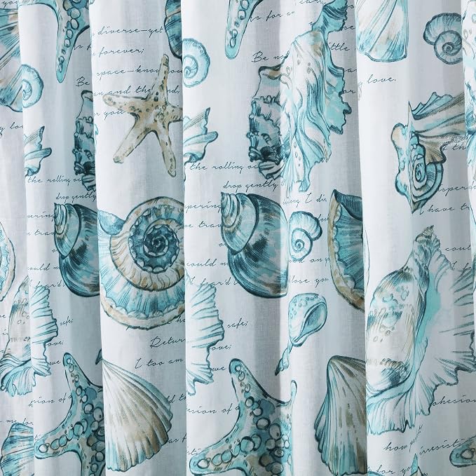 Greenland Home Fashions Fabric Sensations Shower Curtain, Stylish Bathroom Decor, Machine Washable, 72 inches x 72 inches, Cruz Coastal White
