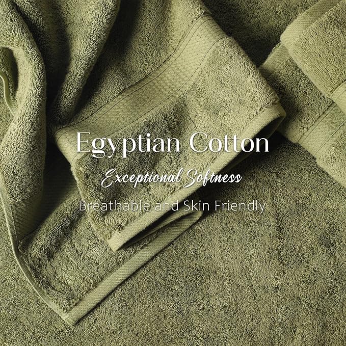 Superior Egyptian Cotton Plush Absorbent, Bath Towel Set of 4, Forest Green | Quick Dry, Soft Luxury Towel Set, Bath Essentials for Bathroom, Guest Bath, Spa, 4 Piece Bath, Madeline Towels