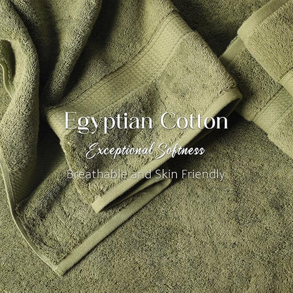 Superior Egyptian Cotton Plush Absorbent, Bath Towel Set of 4, Forest Green | Quick Dry, Soft Luxury Towel Set, Bath Essentials for Bathroom, Guest Bath, Spa, 4 Piece Bath, Madeline Towels