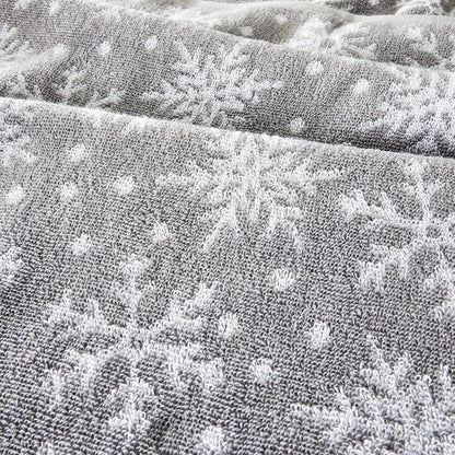 SKL Home Winter/Christmas Scattered Snowflakes Hand Towel Set-2pc, Gray | 100% Cotton. 500 GSM. Soft & absorbent. Reversible jacquard pattern. Great for use in the bathroom, kitchen or bar & gifting.
