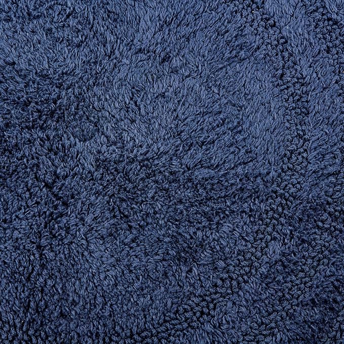 DII Crochet Collection Reversible Bath Mat, Large Oval, 21x34, French Blue