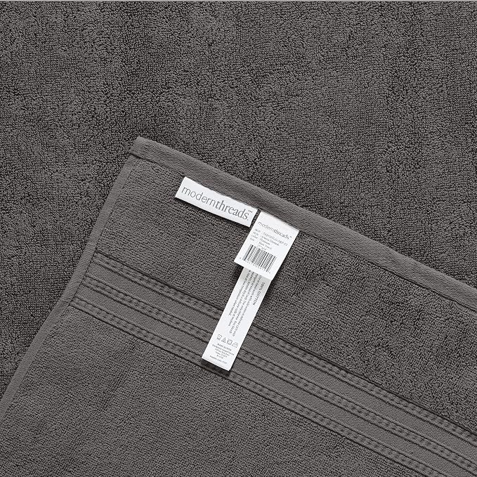 Modern Threads 6-Piece 100% Cotton Damask Medallion Towel Set, Charcoal | Highly Absorbent, Soft & Plush, Quick-Drying, 550 GSM, Color-Rich Yarn-Dyed Design, OEKO-TEX Certified