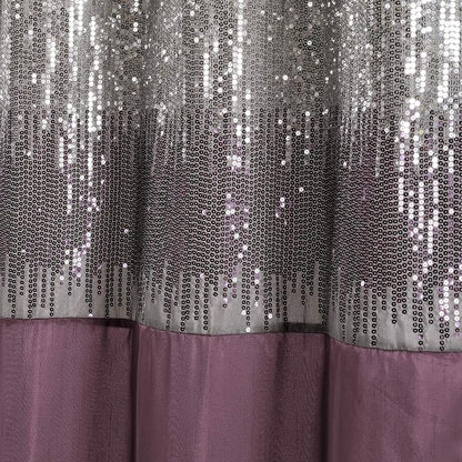 Lush Decor Night Sky Shower Curtain, Single, 72" W x 72" L, Gray & Purple - Sequin Shower Curtain - Sparkly Color Block Bath Curtain - Modern Glam Bathroom Decor