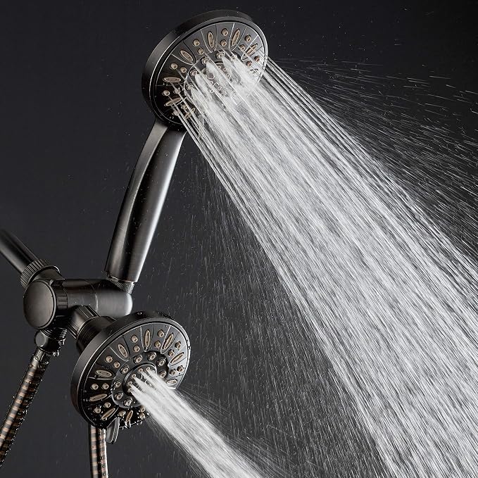 AquaDance Oil Rubbed Bronze Premium High Pressure 48 3-Way Combo for The Best of Both Worlds – Enjoy Luxurious Rain Head and 6-Setting Hand Held Shower Separately or Together | Enjoy Two 6-Setting Rain & Hand Showerheads Separately or Together for the ...